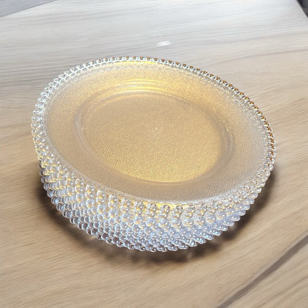 Set Of 12 Round Acrylic Hobnail Trim Party Cookie Trays Appetizer Wedding Clear